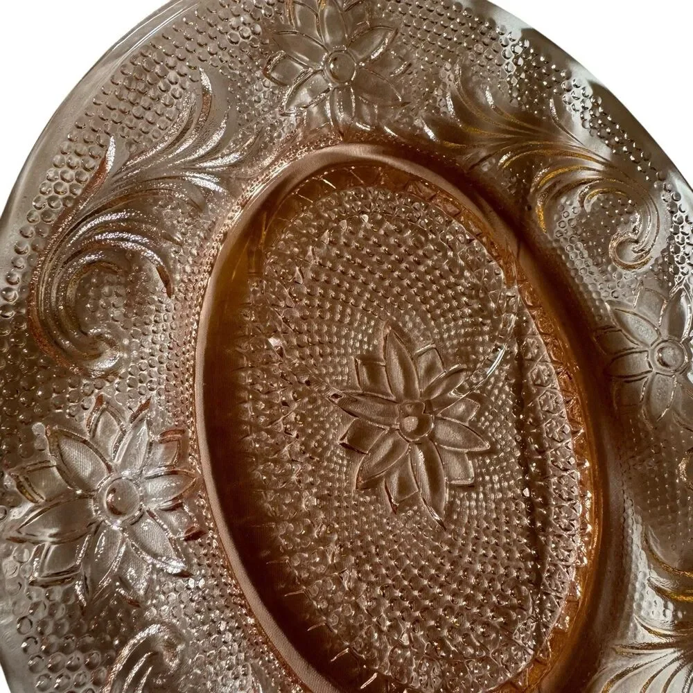 Indiana Tiara‎ Pink Sandwich Glass Oval Snack Plates - Set Of 4